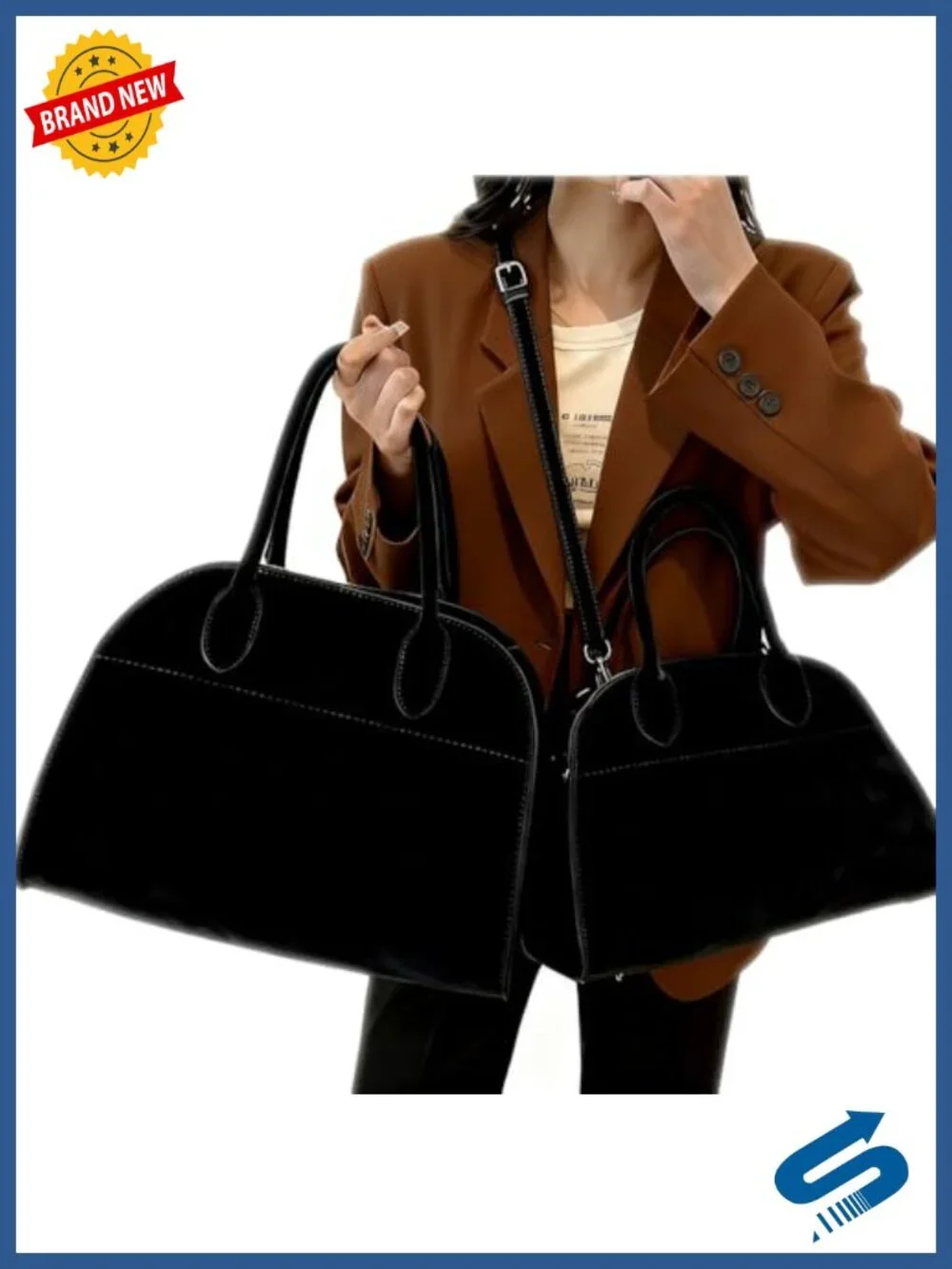 Suede Tote Bag Faux Leather Top Handle Satchel Shoulder Bag